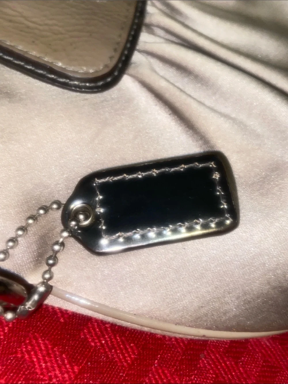 Coach Metallic Taupe Satin Wristlet with Gold Hardware